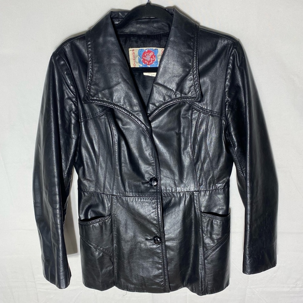 Vintage Fashion Council Black Leather Jacket S Biker Rocker Goth Festival Grunge